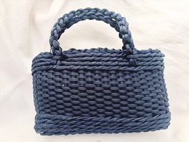Borsa blu vintage intrecciata