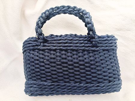 Borsa blu vintage intrecciata