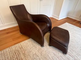 Montis Loge - Edler Ledersessel mit Hocker, gepflegt
