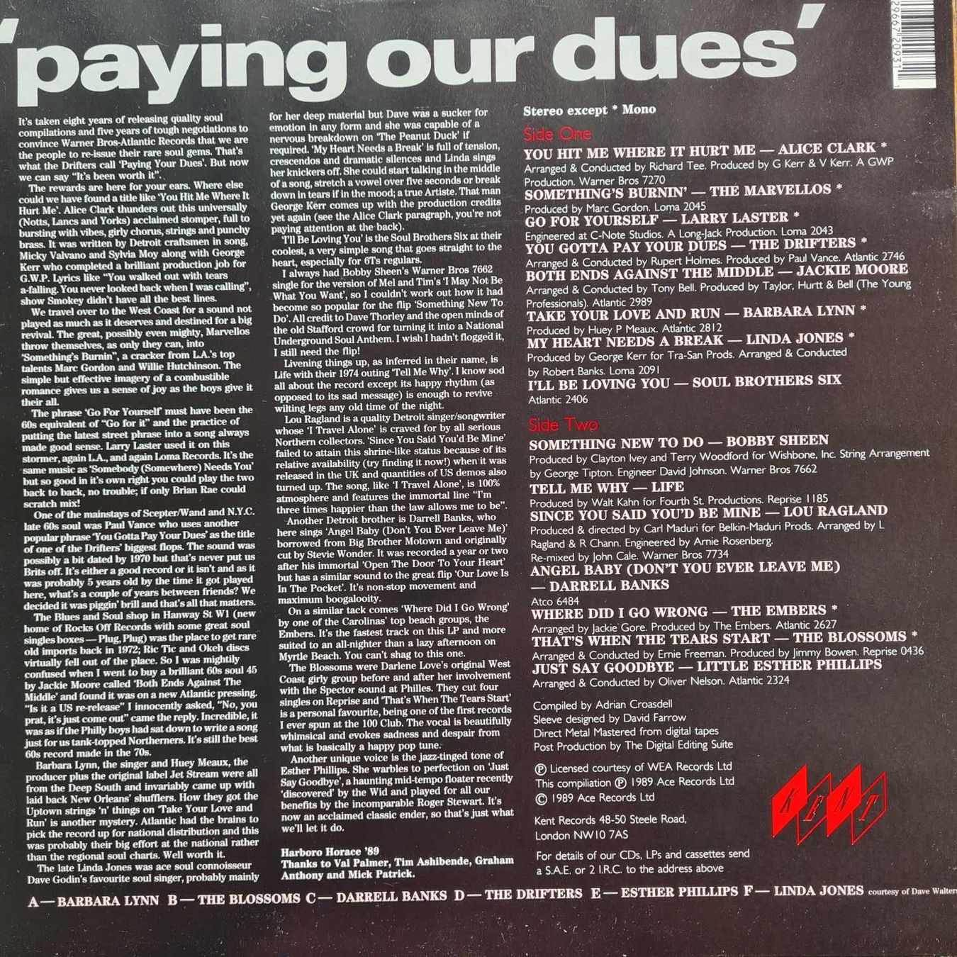Schallplatten: LP - Paying Our Dues (Sampler) – Gebraucht aus Basel von Solarbebop 1