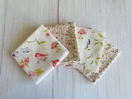 4 Fat quarter/Coupons patchwork & couture - Oiseaux & Fleurs