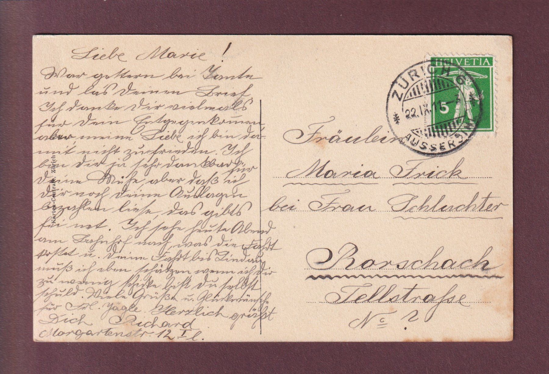 Cartoline postali: ZÜRICH - Hornbach - 1911 – Usato da Pully venduto da nicecards 1