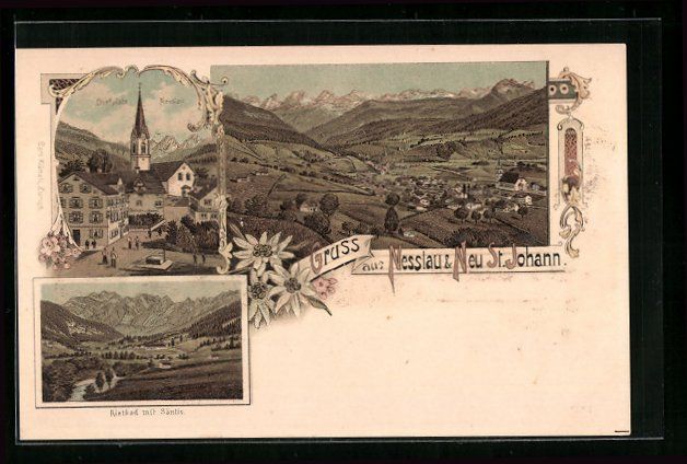 Cartoline postali: Litho Nesslau, Ortsansicht m. Buchdrucke – Usato da Berlin venduto da bartko-reher