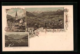 Litho Nesslau, Ortsansicht m. Buchdrucke