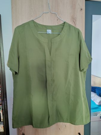 BLUSA tshirt Camicetta chiusa donna 40 L cachi VERDE oliva 