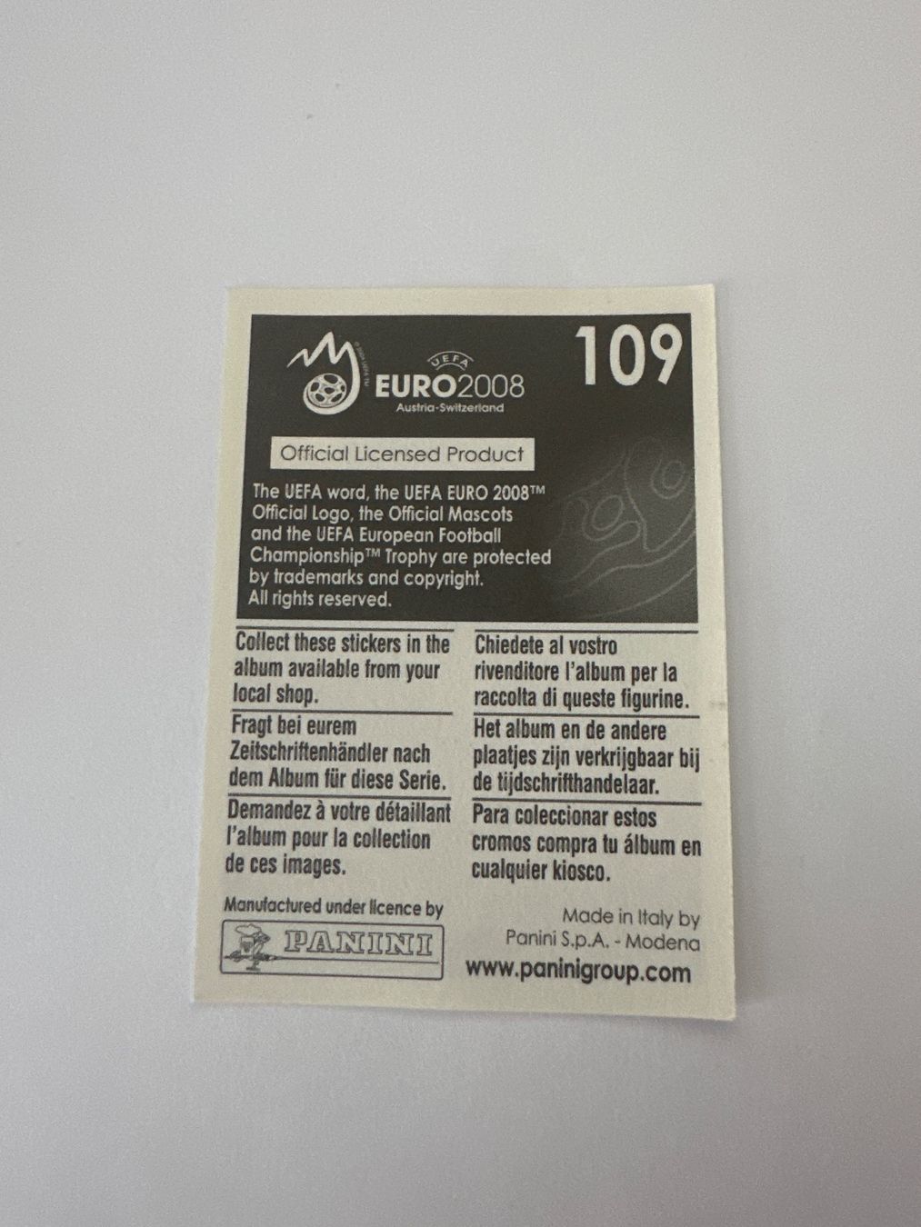Panini Cartes à collectionner: Panini UEFA EM 2008 Sticker - Nr. 109 – D'occasion à Sulz AG par DealWerk 1