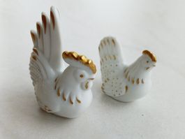 Handbemalt Hahn 4,5x5cm Huhn 4x3,5cm