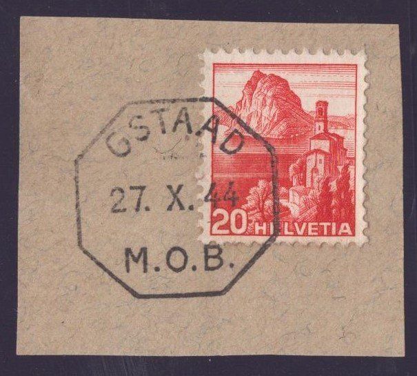 Alle Briefmarken: Oblitération GSTAAD M.O.B 27.X.44 – Gebraucht aus Delémont von Silte