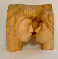 Holzskulptur Kunst Der Kuss / Die Liebenden