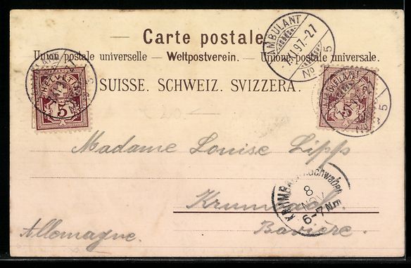 Cartoline postali: Litho Romont, Vue générale et costume  – Usato da Berlin venduto da bartko-reher 1