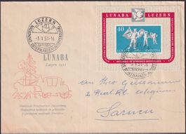 1951, W32 (LUNABA-BLOCK) auf Brief, Kat: 200.- günstig