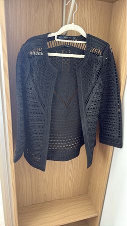 Chic Black Crocheted Cardigan - Perfect for Summer Evenings