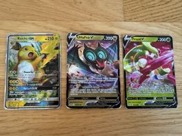 3 Pokémon Karten Raichu GX, UHaFnir V, Fruyal V