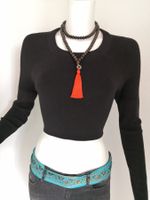 🤩ZARA HOLZ HALSKETTE & QUASTE ORANGE NEU