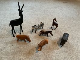 Holztiere Afrika,- Zebra, Giraffe, Nashorn, Flusspferd, etc.