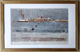 Henri Schmid Hafen von Alicante Lithographie nummeriert und