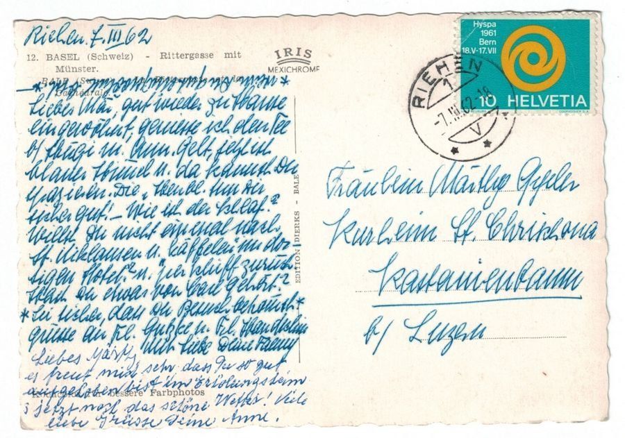Cartoline postali: Basel, Rittergasse, gelaufen 1962 – Usato da Frauenfeld venduto da POML 1