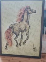 Vintage Abstract Horse Cavas Painting signed by B. Simon.