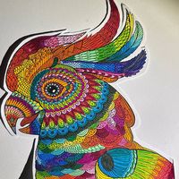 Bild von Hand gemalt "Papagei Kakadu"