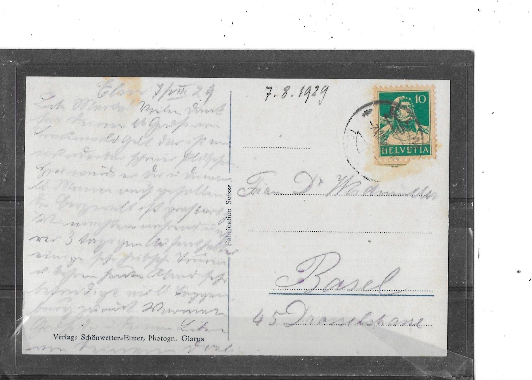Ansichtskarten: GL Elm 1929 mit Hausstock – Gebraucht aus Schocherswil von Wilare 1