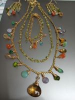Schmuckset, 2 Halsketten+Armband+Ohrringe, neu