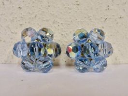 Vintage Ohrclips Clips Ohrschmuck Hellblau 70er 80er