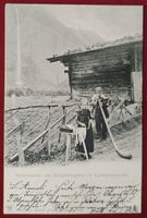 Lauterbrunnen 1900 - Alphornbläser - mit UPU-FRANKATUR
