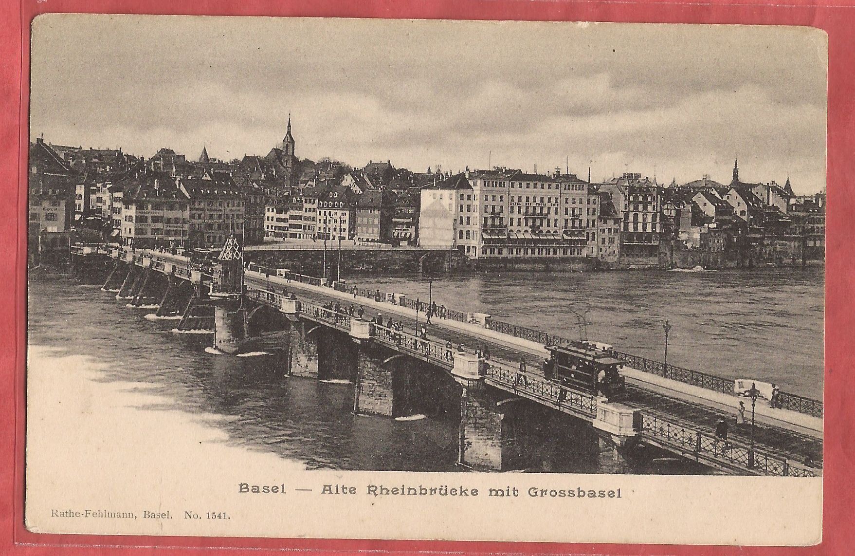 Cartoline postali: Basel - Alte Reinbrücke mit Tram - ca. 1905 – Usato da Fislisbach venduto da Porano