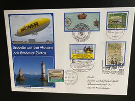 Zeppelin Spuren Lindauer Boten 4 Länder mit Bordsiegelmarke