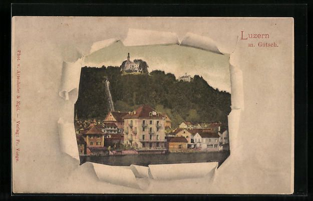 Cartoline postali: AK Luzern, Teilansicht mit Gütsch – Usato da Berlin venduto da bartko-reher