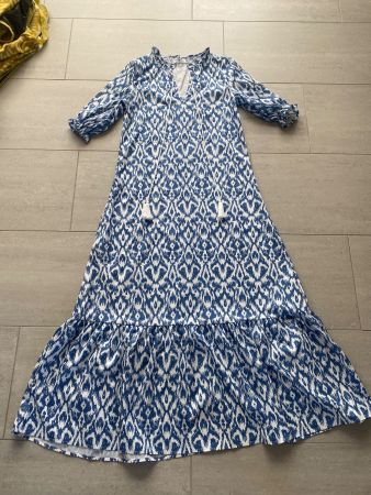 Sommer Maxi-Dress hellblau weiss - Grösse S