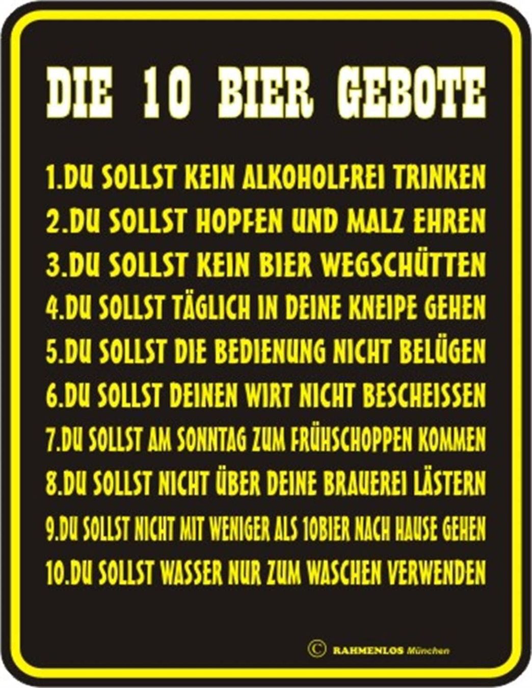Schilder: Funschild - DIE 10 BIER GEBOTE – Neu (gemäss Beschreibung) aus Rupperswil von big-one-sale