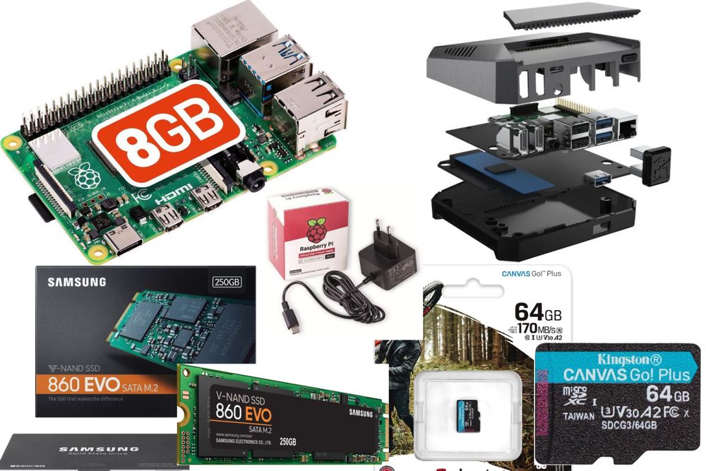 Raspberry PI 4 8GB +ArgonONE+SSD 250Go+Alim officiel+CarteSD (Neu ...
