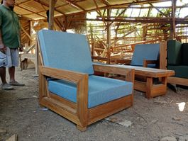 Gartensessel Outdoor Sessel Teak Holz Stuhl Loungesessel