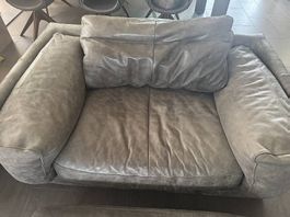 Gemütlicher Studio Ledersessel mit Hocker - Top Zustand!