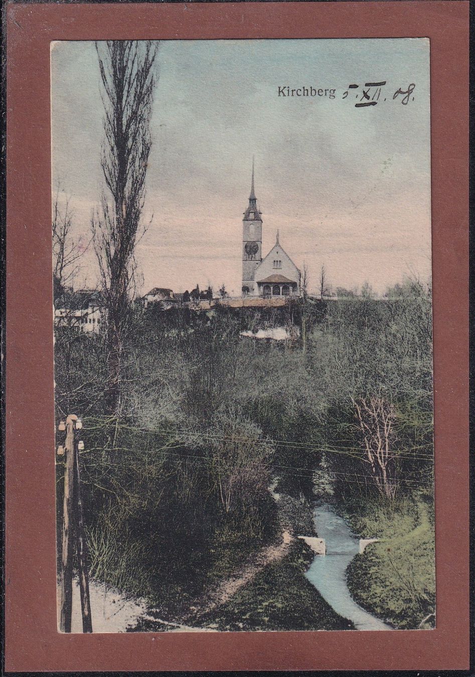 Ansichtskarten: Kirchberg - 1908 – Gebraucht aus Orvin von Pyaeschli