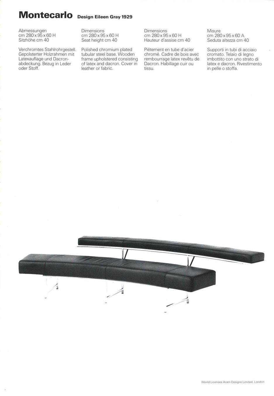 Classicon Sofas: Eileen Gray, Sofa Montecarlo – Neuf (Voir description) à Luzern par Buzzee 5
