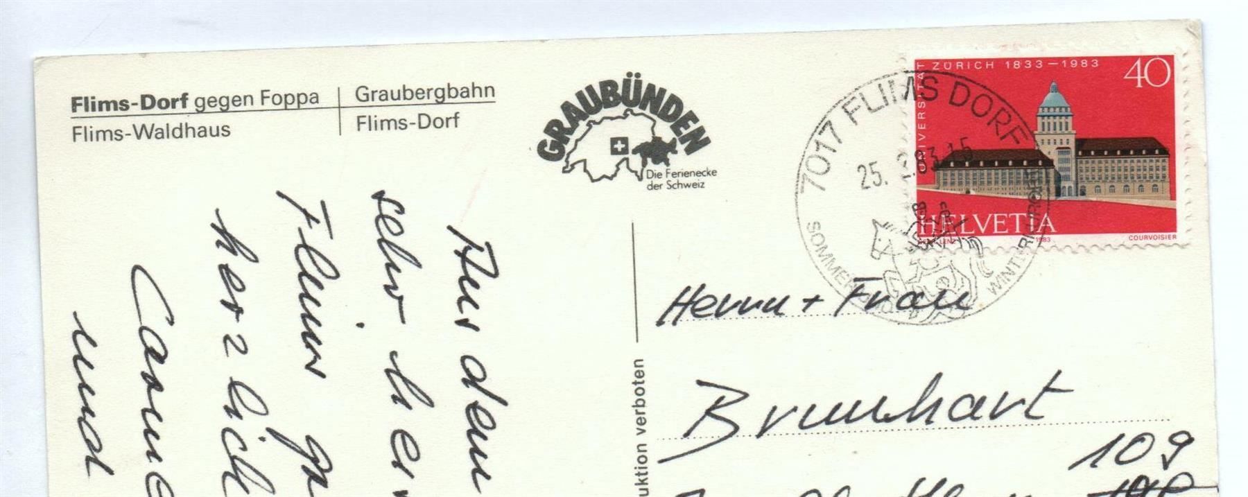 Cartoline postali: 3x AK FLIMS Graubergbahn, Skigebiet – Usato da Jona venduto da philajona 1