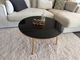 LA REDOUTE LUXORE Couchtisch Ø80–Rauchglas & Messing/Schwarz