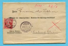 Faltbrief von Luzern nach Schüpfheim 1886 - Schweiz.Mobiliar