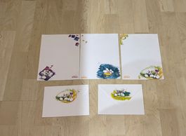 3 Diddlbriefpapier und 2 Couvert