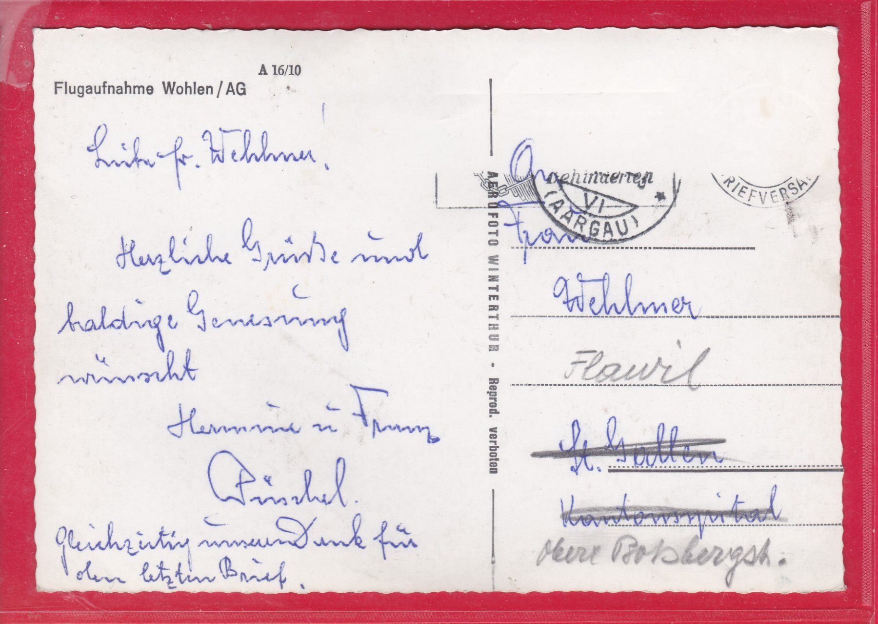 Cartoline postali: FLUGAUFNAHME WOHLEN / AG – Usato da Oberrieden venduto da Gebirgsstelze 1