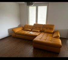 Ledersofa Eckcouch mit Schlaffunktion