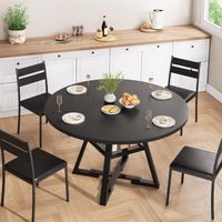 Runder-Esstisch 107x107x76cm Esszimmertisch mit Ablage Black