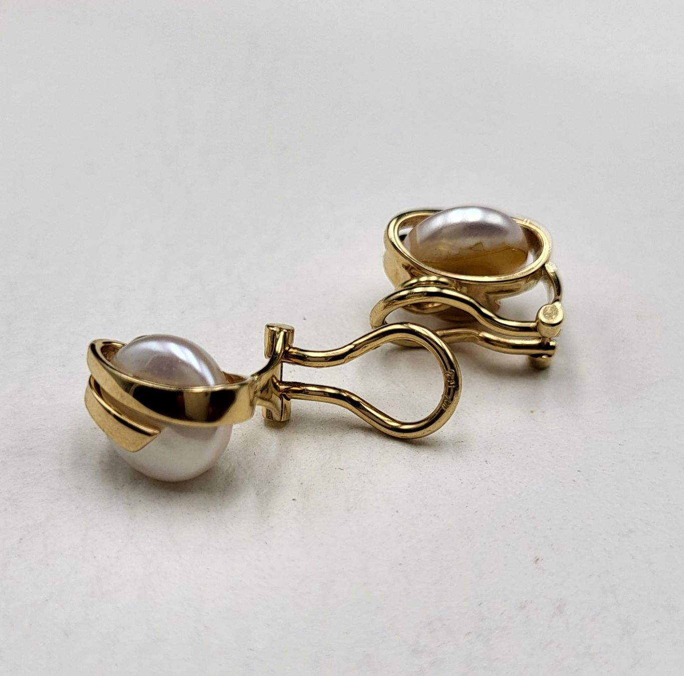Orecchini pendenti & Orecchini a lobo: 18 Karat 750 Gold Ohrclips Mit Perlen – Usato da Wald ZH venduto da Dasilver 5