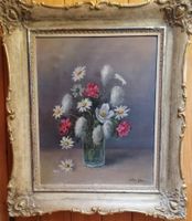 Ölgemälde Blumen- antik - wunderschöner massiver Rahmen