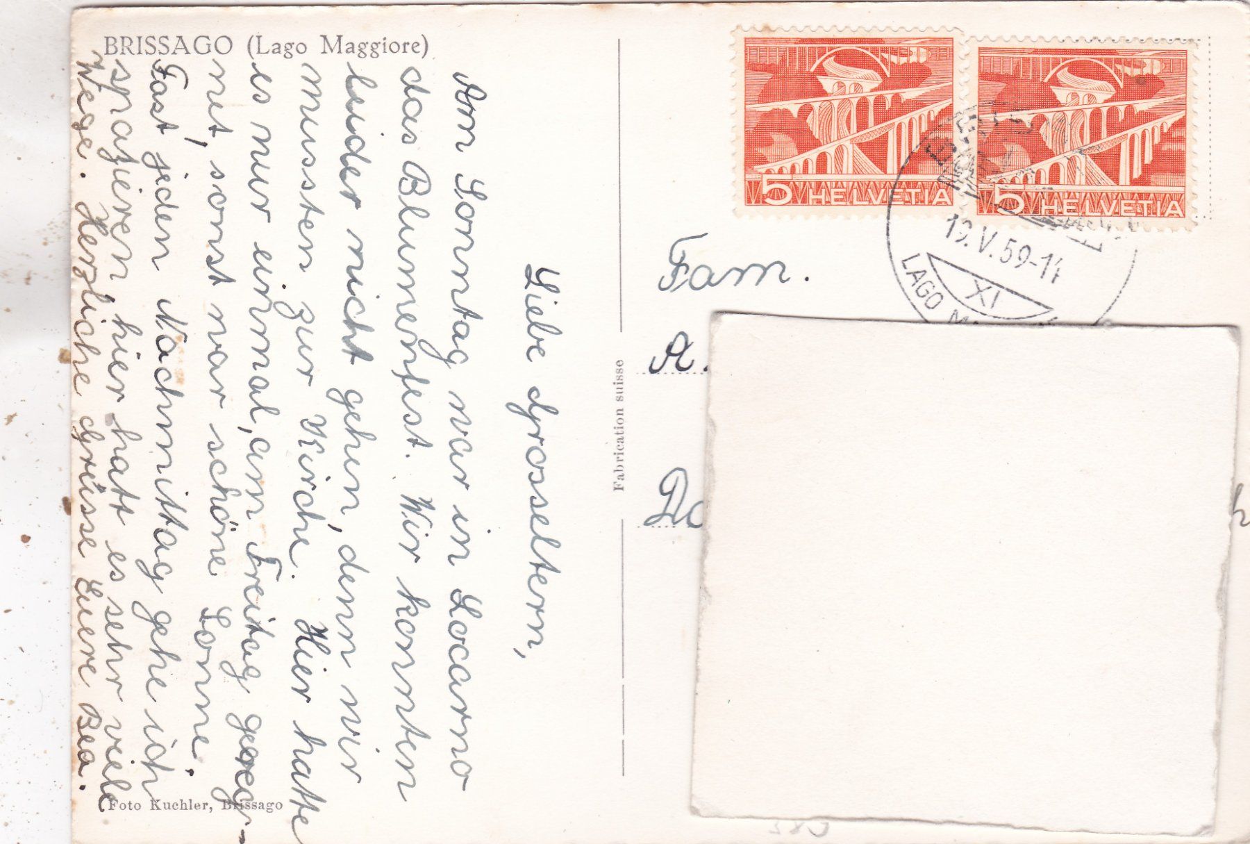 Ansichtskarten: Brissago 1959 – Gebraucht aus Herisau von Lisegrat2008 1