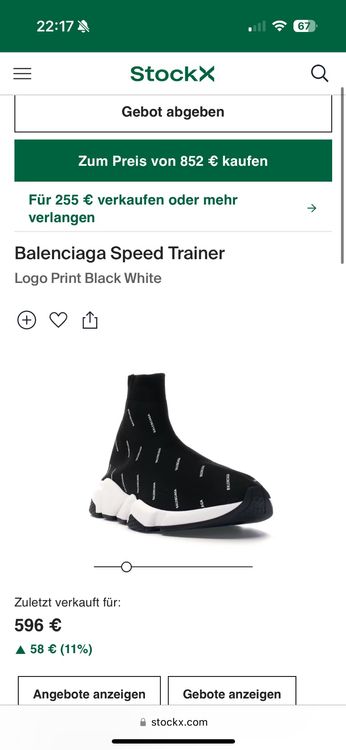 Balenciaga Speed Trainer Schuhe Logo Print Black White (Gebraucht
