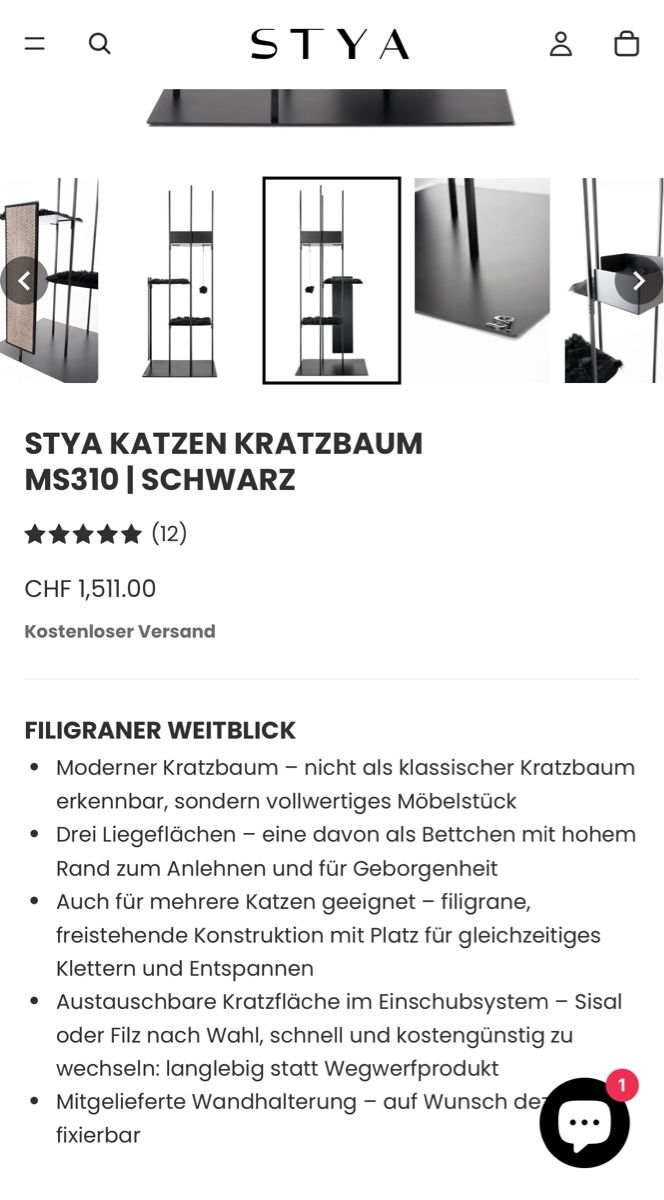 Arbres à chats: STYA Katzen Kratzbaum Designer Schwarz  – Neuf (Voir description) à Niederglatt ZH par x.sandro.x 7