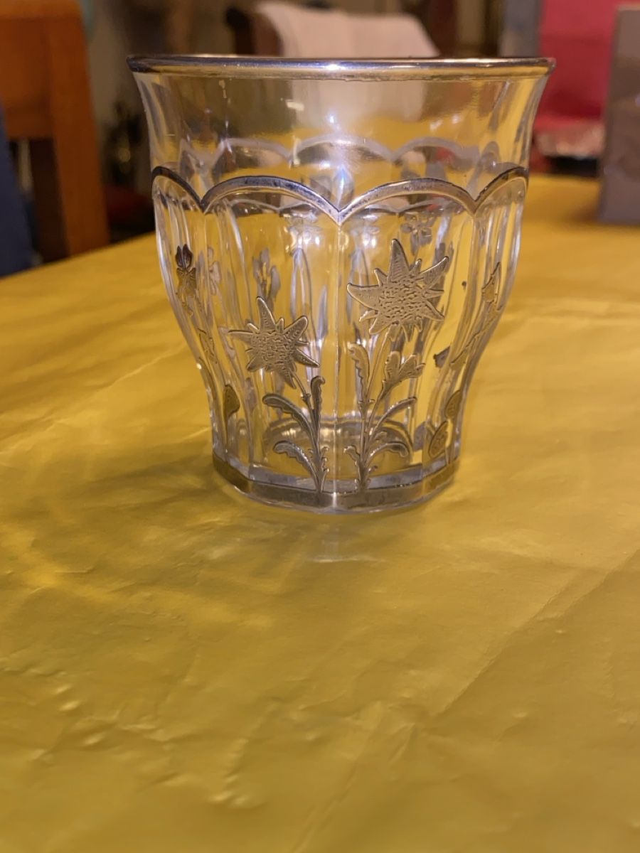 Duralex Bicchieri: Verre Duralex cerclé de fleurs argentées – Usato da Bevaix venduto da Dominixx52